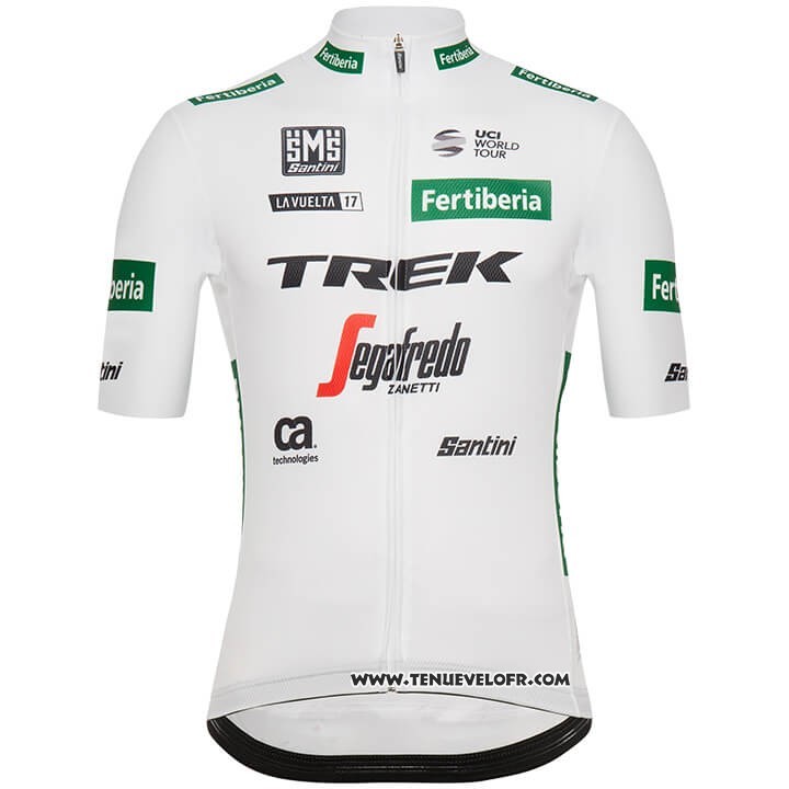 2018 Maillot Ciclismo Trek Segafredo Blanc Vert Manches Courtes et Cuissard